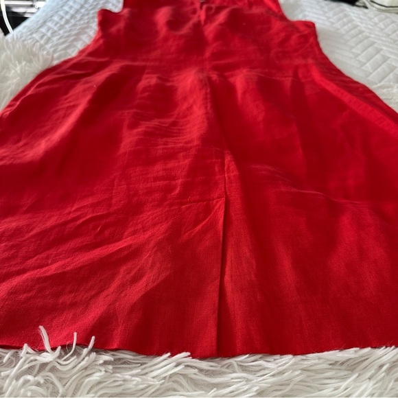 Adrienne Vittadini Red Linen Sheath Dress w/ Statement Bow Detail Size 6 (EUC) - Picture 15 of 16